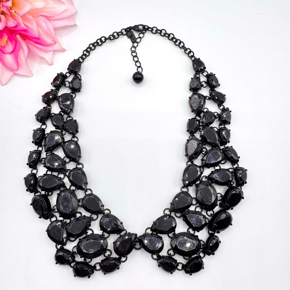 Kate Spade New York Plaza Anthee Collar Necklace Black Rhinestone Signed Rare - Picture 8 of 14